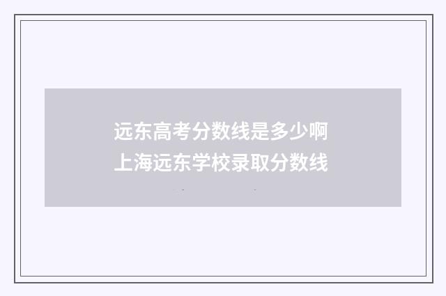 远东高考分数线是多少啊 上海远东学校录取分数线