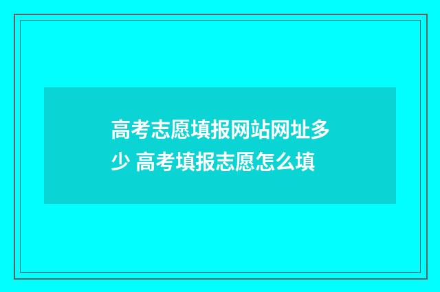 高考志愿填报网站网址多少 高考填报志愿怎么填