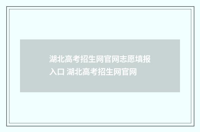 湖北高考招生网官网志愿填报入口 湖北高考招生网官网
