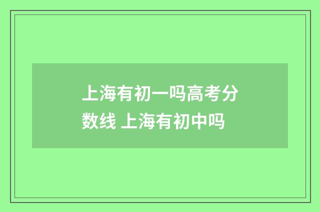 上海有初一吗高考分数线 上海有初中吗