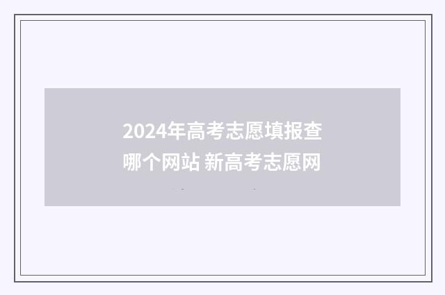 2024年高考志愿填报查哪个网站 新高考志愿网