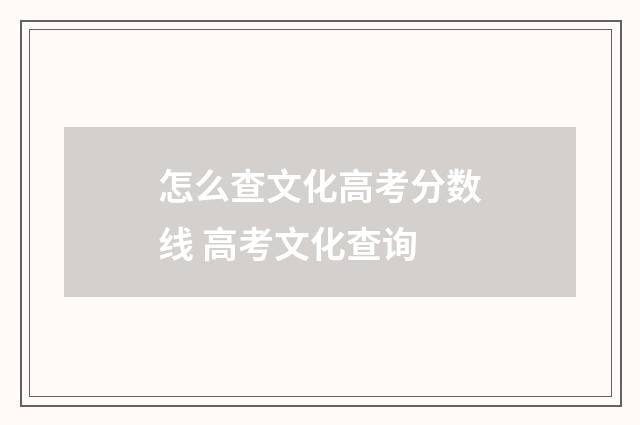 怎么查文化高考分数线 高考文化查询