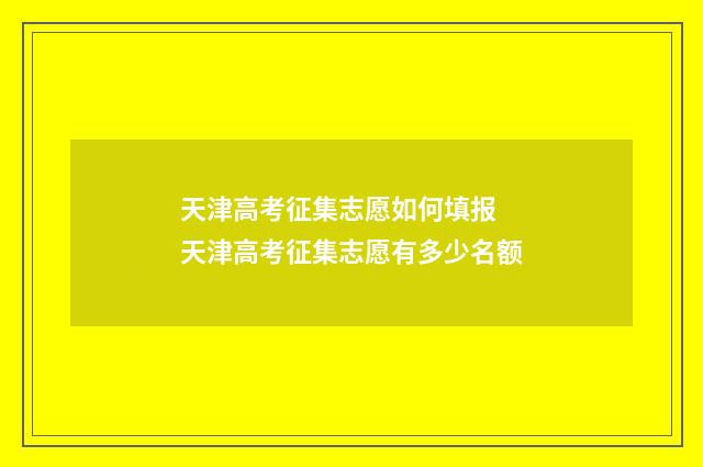 天津高考征集志愿如何填报 天津高考征集志愿有多少名额