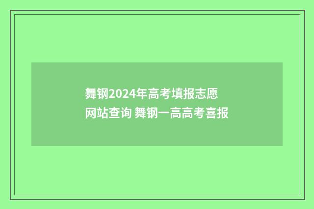 舞钢2024年高考填报志愿网站查询 舞钢一高高考喜报