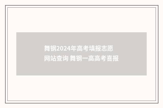 舞钢2024年高考填报志愿网站查询 舞钢一高高考喜报