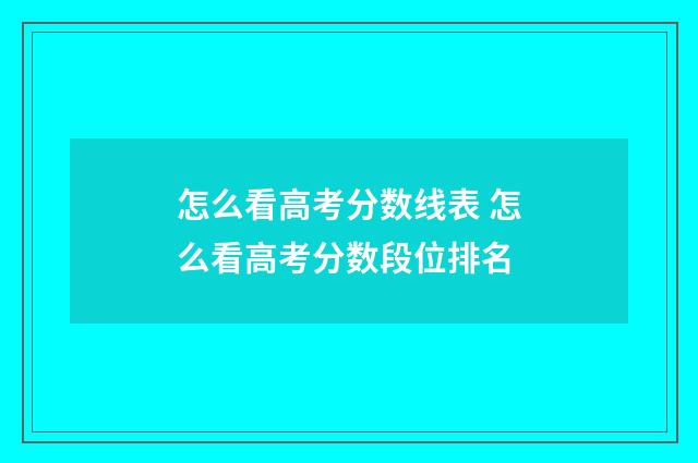 怎么看高考分数线表 怎么看高考分数段位排名