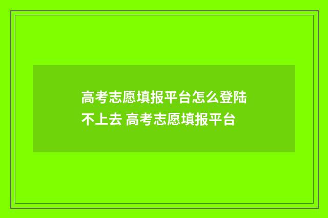 高考志愿填报平台怎么登陆不上去 高考志愿填报平台