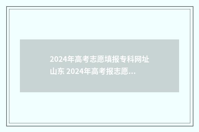 2024年高考志愿填报专科网址山东 2024年高考报志愿指南