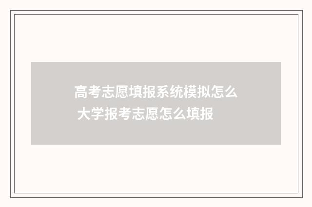 高考志愿填报系统模拟怎么 大学报考志愿怎么填报