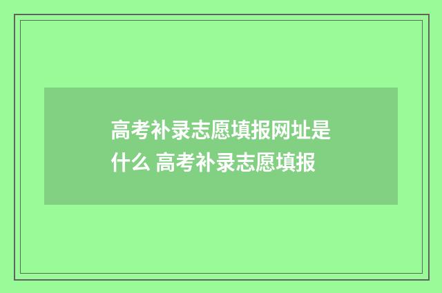 高考补录志愿填报网址是什么 高考补录志愿填报