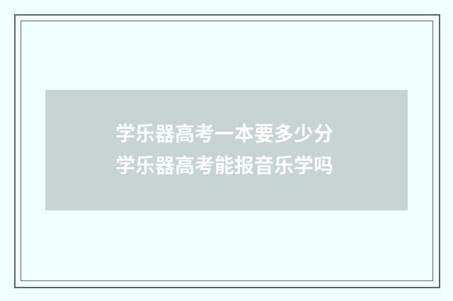 学乐器高考一本要多少分 学乐器高考能报音乐学吗
