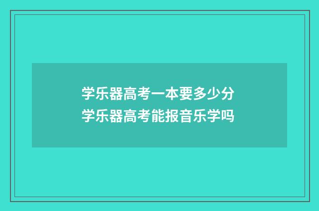 学乐器高考一本要多少分 学乐器高考能报音乐学吗