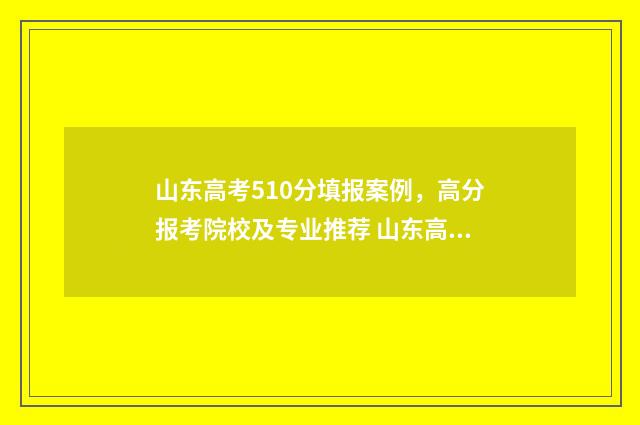山东高考510分填报案例，高分报考院校及专业推荐 山东高考510分位次