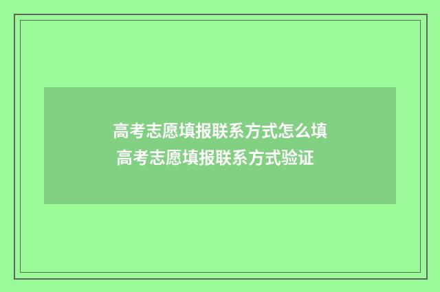 高考志愿填报联系方式怎么填 高考志愿填报联系方式验证
