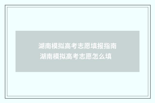湖南模拟高考志愿填报指南 湖南模拟高考志愿怎么填