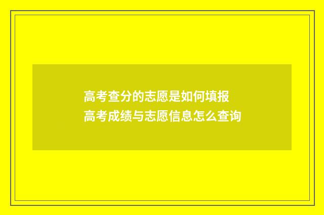 高考查分的志愿是如何填报 高考成绩与志愿信息怎么查询