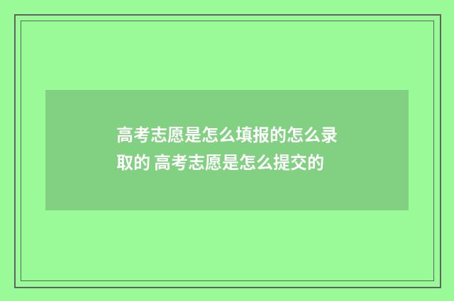 高考志愿是怎么填报的怎么录取的 高考志愿是怎么提交的