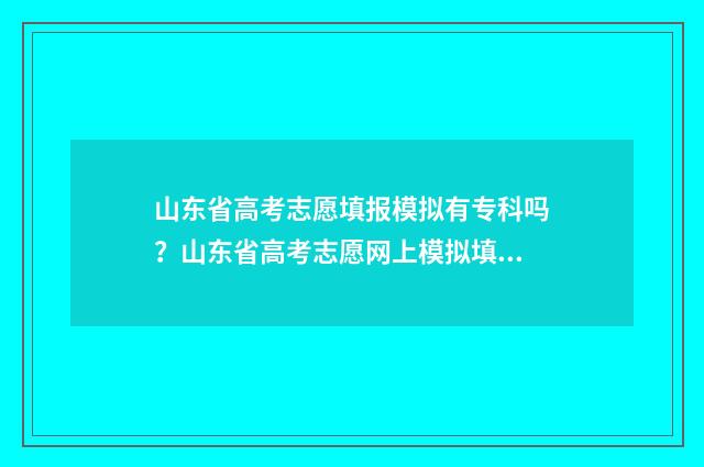 山东省高考志愿填报模拟有专科吗？山东省高考志愿网上模拟填报入口 春季高考志愿