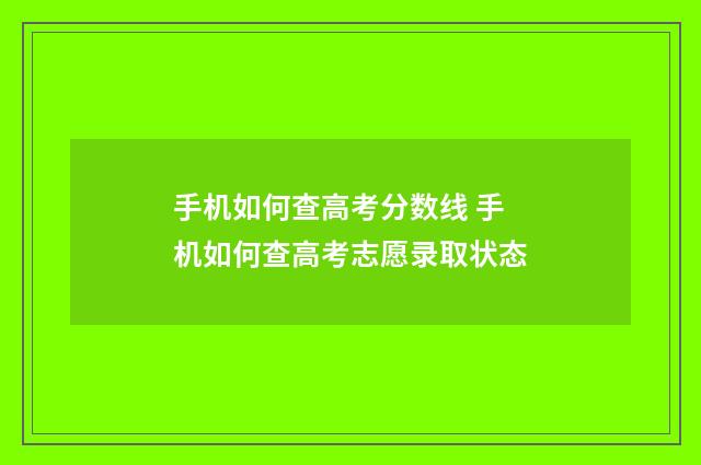手机如何查高考分数线 手机如何查高考志愿录取状态
