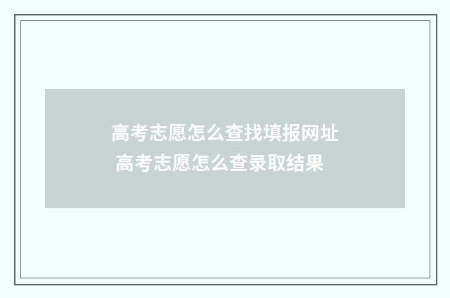 高考志愿怎么查找填报网址 高考志愿怎么查录取结果