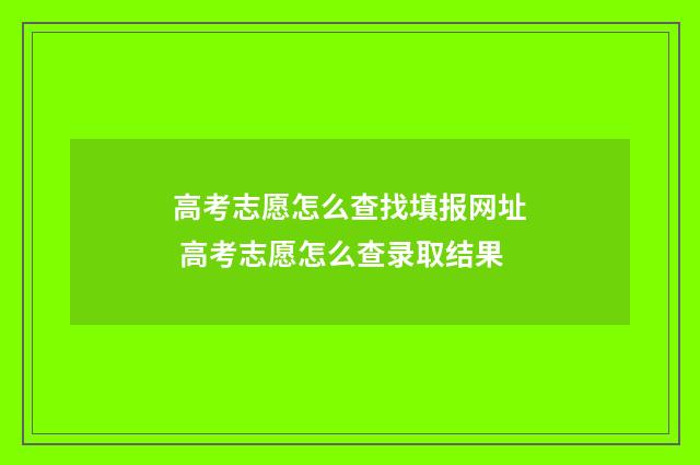 高考志愿怎么查找填报网址 高考志愿怎么查录取结果