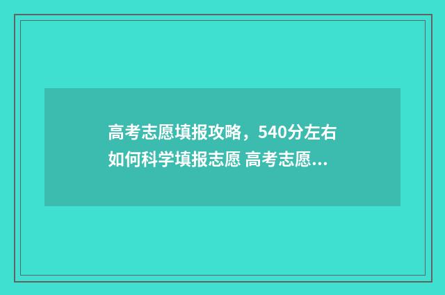 高考志愿填报攻略，540分左右如何科学填报志愿 高考志愿填报攻略学校