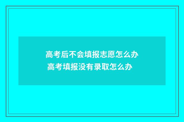 高考后不会填报志愿怎么办 高考填报没有录取怎么办