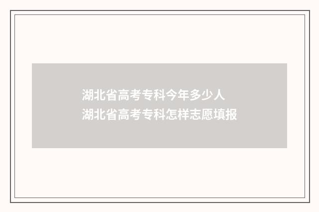 湖北省高考专科今年多少人 湖北省高考专科怎样志愿填报