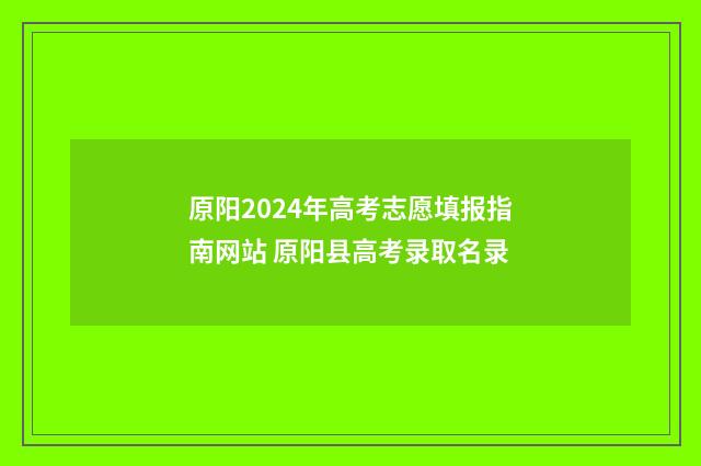 原阳2024年高考志愿填报指南网站 原阳县高考录取名录
