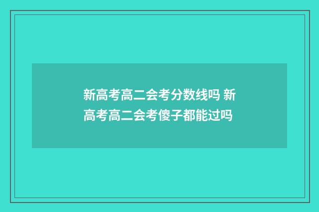 新高考高二会考分数线吗 新高考高二会考傻子都能过吗