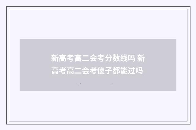 新高考高二会考分数线吗 新高考高二会考傻子都能过吗