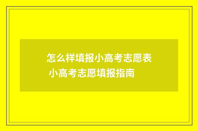 怎么样填报小高考志愿表 小高考志愿填报指南