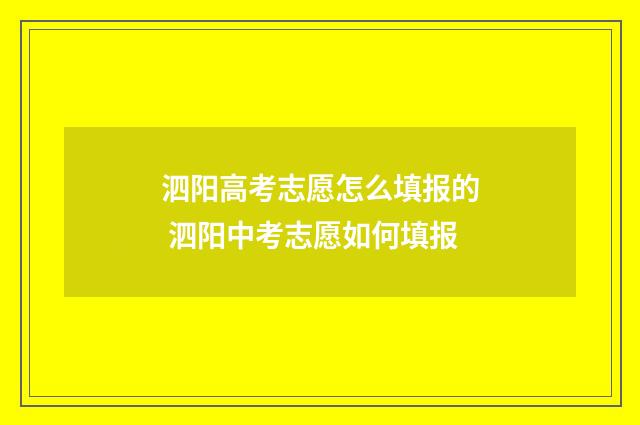 泗阳高考志愿怎么填报的 泗阳中考志愿如何填报