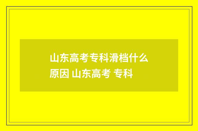 山东高考专科滑档什么原因 山东高考 专科