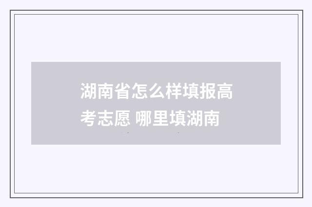 湖南省怎么样填报高考志愿 哪里填湖南