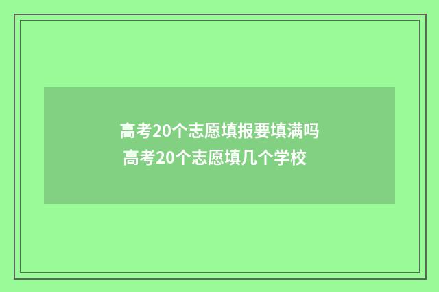 高考20个志愿填报要填满吗 高考20个志愿填几个学校