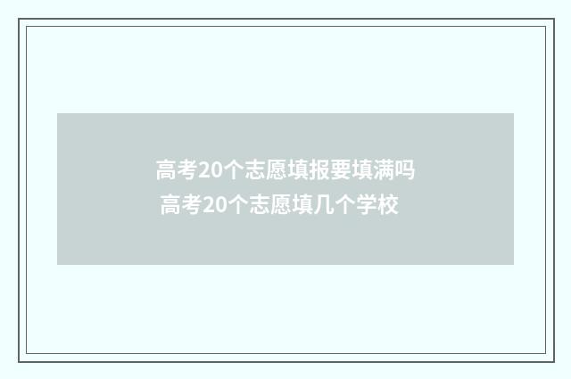 高考20个志愿填报要填满吗 高考20个志愿填几个学校