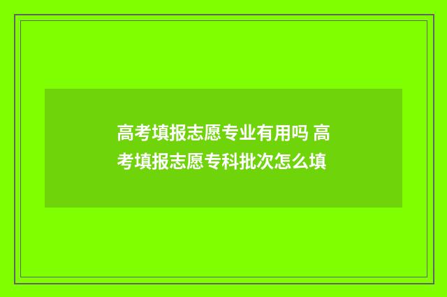 高考填报志愿专业有用吗 高考填报志愿专科批次怎么填