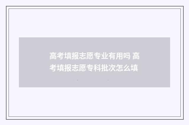 高考填报志愿专业有用吗 高考填报志愿专科批次怎么填