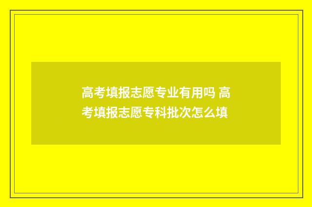 高考填报志愿专业有用吗 高考填报志愿专科批次怎么填