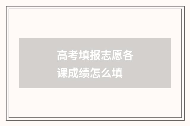 高考填报志愿各课成绩怎么填