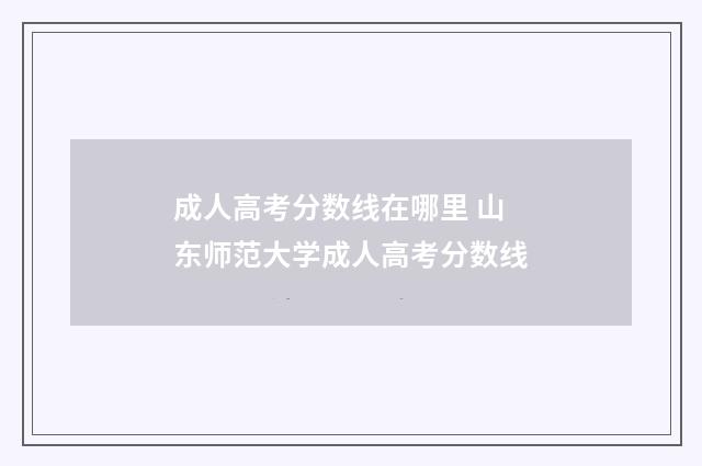 成人高考分数线在哪里 山东师范大学成人高考分数线