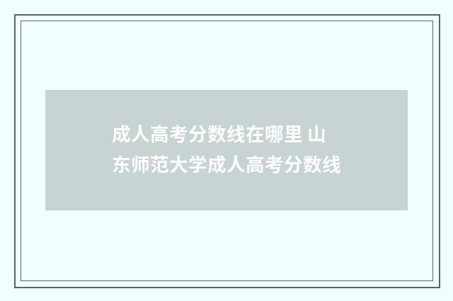 成人高考分数线在哪里 山东师范大学成人高考分数线