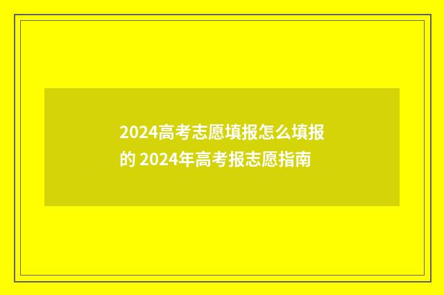 2024高考志愿填报怎么填报的 2024年高考报志愿指南