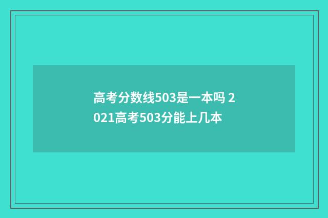 高考分数线503是一本吗 2021高考503分能上几本