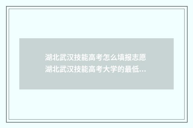 湖北武汉技能高考怎么填报志愿 湖北武汉技能高考大学的最低分数线
