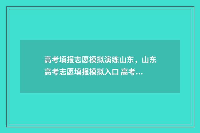高考填报志愿模拟演练山东，山东高考志愿填报模拟入口 高考填报志愿模版