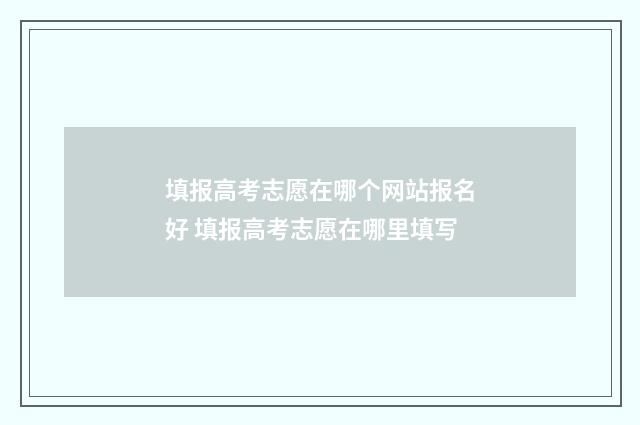 填报高考志愿在哪个网站报名好 填报高考志愿在哪里填写