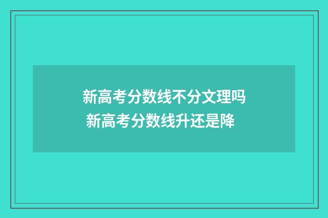 新高考分数线不分文理吗 新高考分数线升还是降