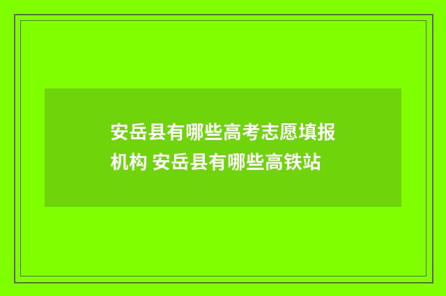 安岳县有哪些高考志愿填报机构 安岳县有哪些高铁站
